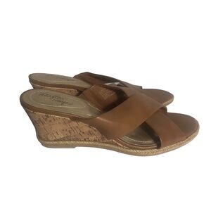 Dexter comfort leather wedge brown sandals Sz 7.5